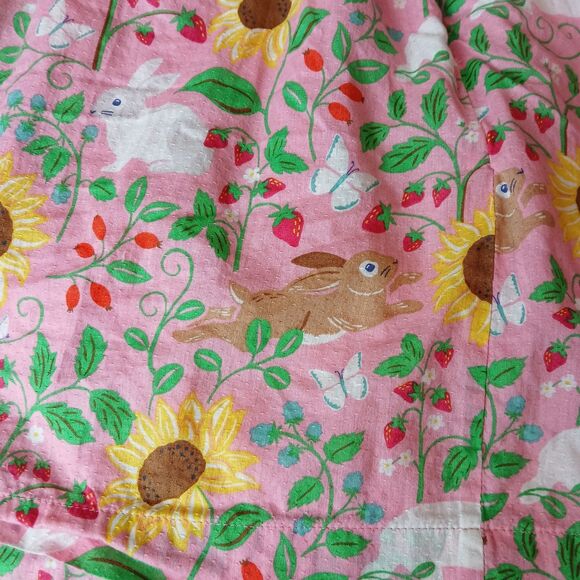 Mini Boden Pink Floral Bunnies Summer Sunflowers Dress Size 2-3Y Embroidered Euc - Picture 7 of 16